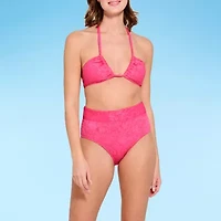 Decree Textured Triangle Bikini Swimsuit Top Juniors