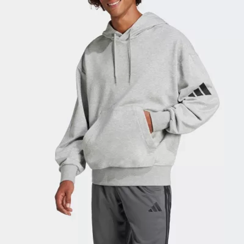adidas Essentials 3 Bar Loose Hoodie Ft Mens Long Sleeve Active Hoodie