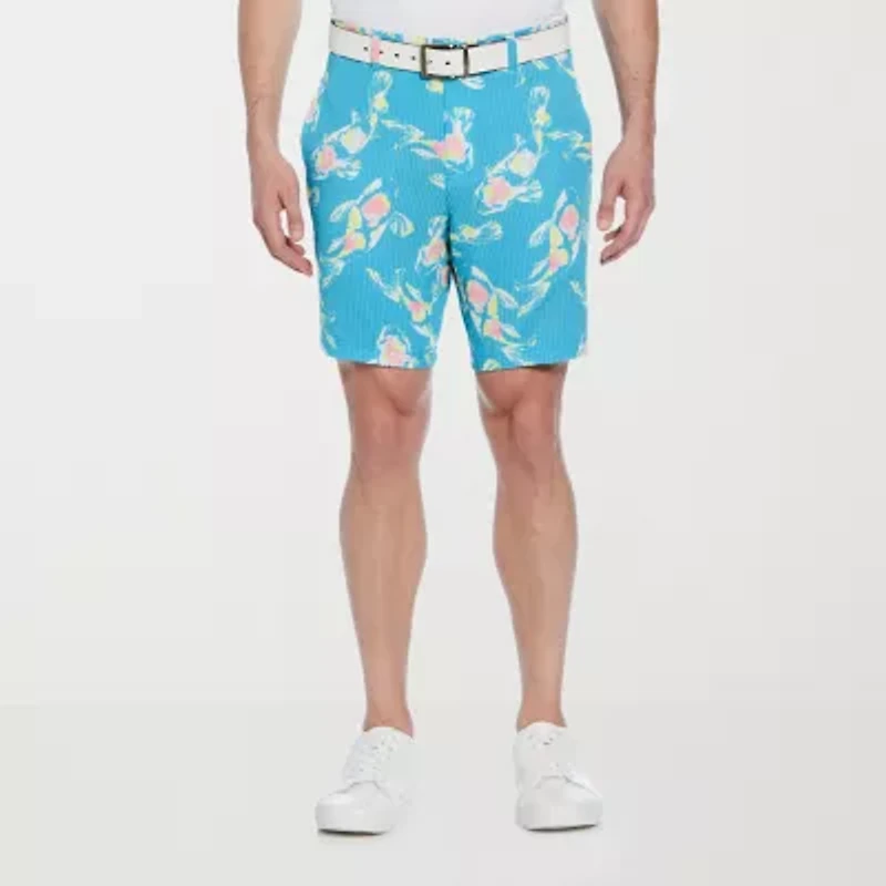 PGA TOUR Watercolor Koi Fish Print Mens 8" Mid Rise Moisture Wicking Golf Short