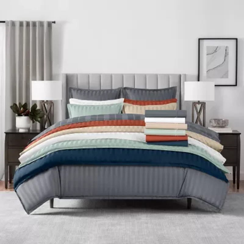 Fieldcrest Heritage Classic Stripe 3pc.  400tc Cotton Duvet Cover Set