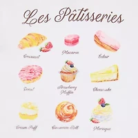 Les Patisseries French Pastries Semi Fit Tee Womens Crew Neck Short Sleeve Fitted Juniors Graphic T-Shirt