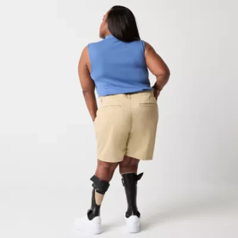 a.n.a Womens 8" Mid Rise Plus Adaptive Easy-on + Easy-off Chino Short