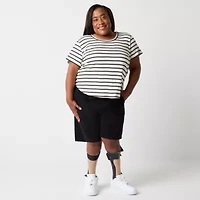 a.n.a Womens 8" Mid Rise Plus Adaptive Easy-on + Easy-off Chino Short