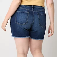a.n.a Womens Mid Rise 4 1/2" Denim Short-Plus