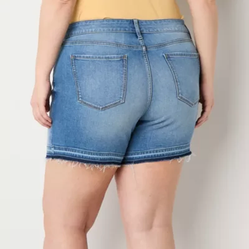 a.n.a Womens Mid Rise 4 1/2" Denim Short-Plus