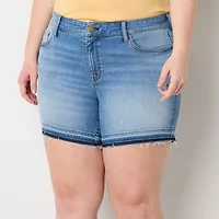a.n.a Womens Mid Rise 4 1/2" Denim Short-Plus