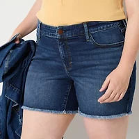 a.n.a Womens Mid Rise 4 1/2" Denim Short-Plus