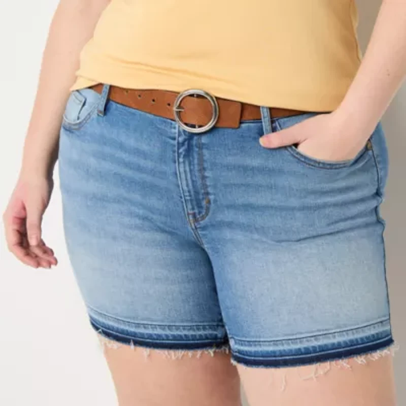 a.n.a Womens Mid Rise 4 1/2" Denim Short-Plus