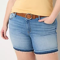 a.n.a Womens Mid Rise 4 1/2" Denim Short-Plus