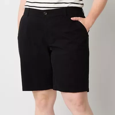 a.n.a Womens 10" Mid Rise Chino Short-Plus