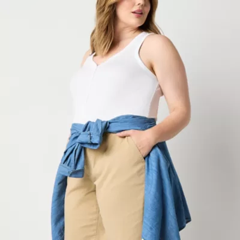 a.n.a Womens 10" Mid Rise Chino Short-Plus