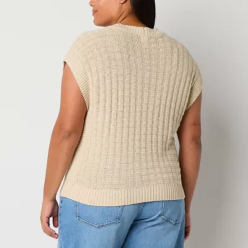 a.n.a Sequin Womens Crew Neck Plus Sweater Vest