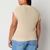 a.n.a Sequin Womens Crew Neck Plus Sweater Vest