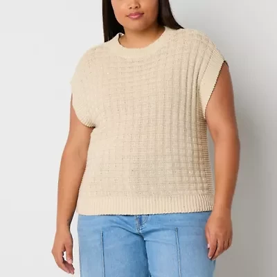 a.n.a Sequin Womens Crew Neck Plus Sweater Vest