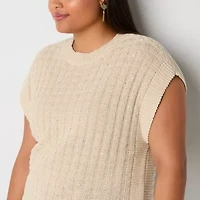 a.n.a Sequin Womens Crew Neck Plus Sweater Vest