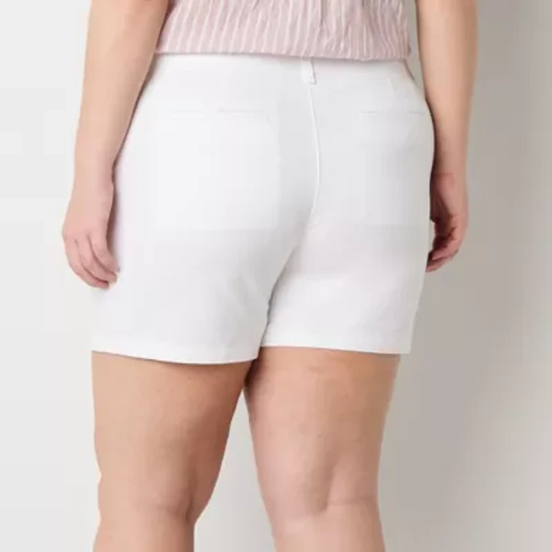 a.n.a Womens 6" Mid Rise Chino Short-Plus