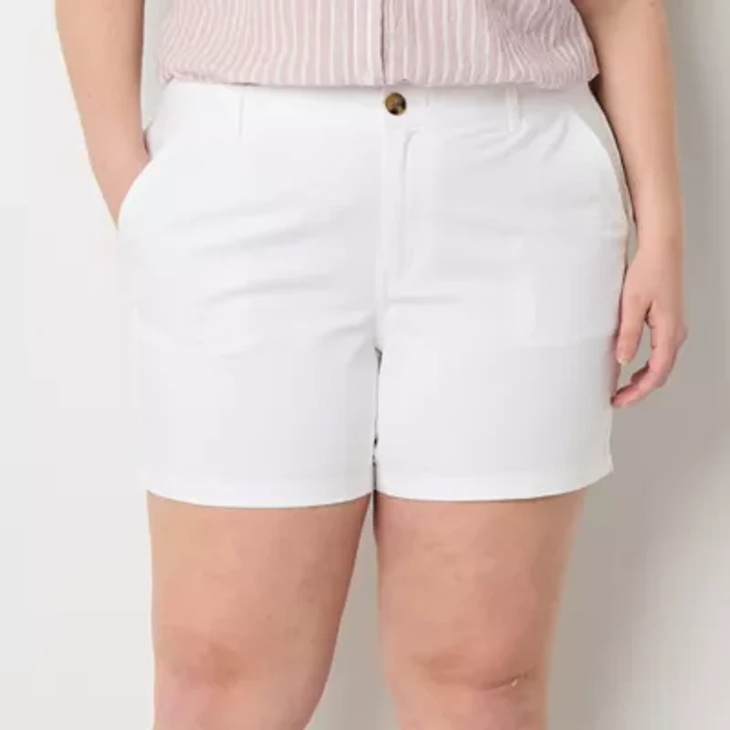a.n.a Womens 6" Mid Rise Chino Short-Plus