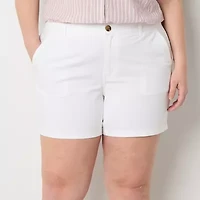 a.n.a Womens 6" Mid Rise Chino Short-Plus