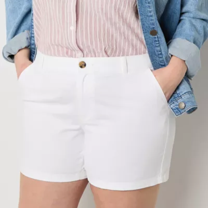 a.n.a Womens 6" Mid Rise Chino Short-Plus