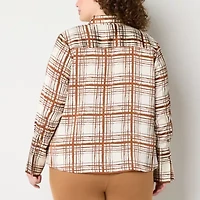 Worthington Womens Long Sleeve Cuffed Fitted Plus Button-Down Shirt