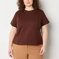 Worthington Womens Crew Neck Short Sleeve Plus T-Shirt
