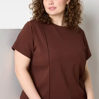 Worthington Womens Crew Neck Short Sleeve Plus T-Shirt