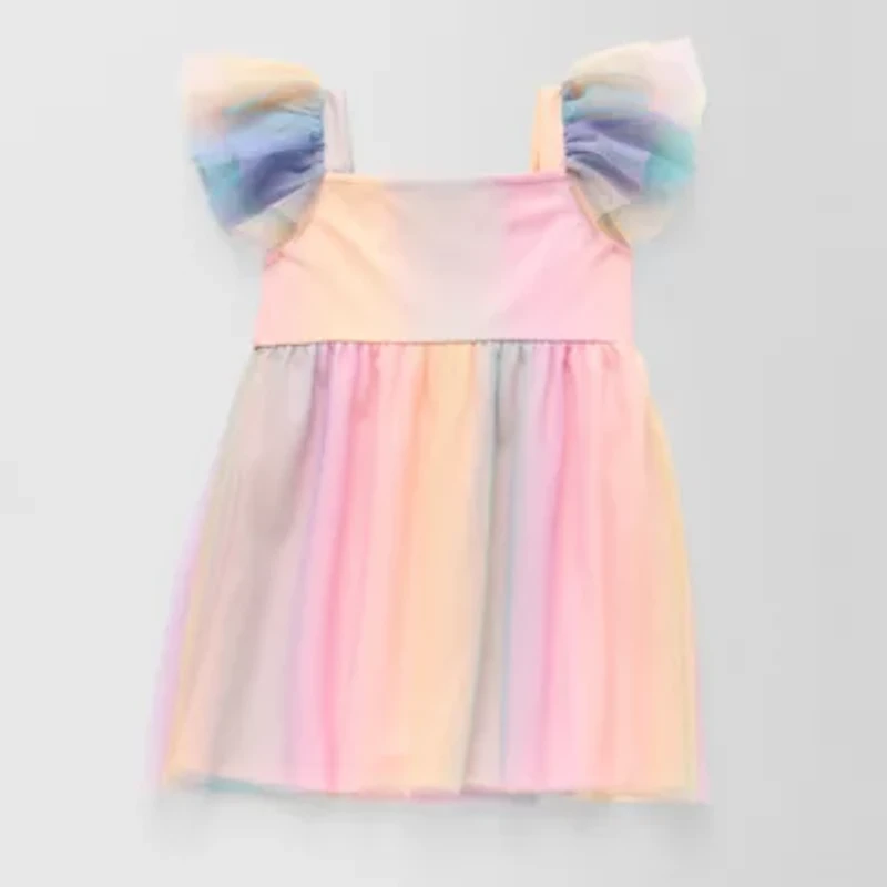 Okie Dokie Toddler & Little Girls Short Sleeve Ruffled Sleeve Tutu Dress