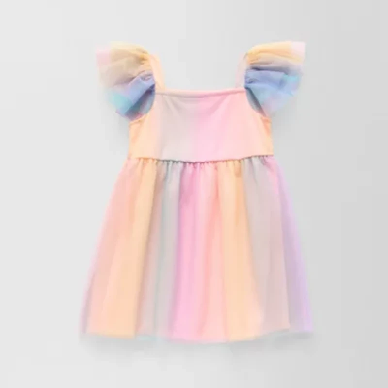 Okie Dokie Toddler & Little Girls Short Sleeve Ruffled Sleeve Tutu Dress