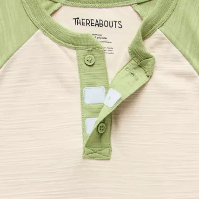 Thereabouts Little & Big Kid Boys Bodysuit Closure Easy-on + Easy-off Adaptive Henley Neck Short Sleeve