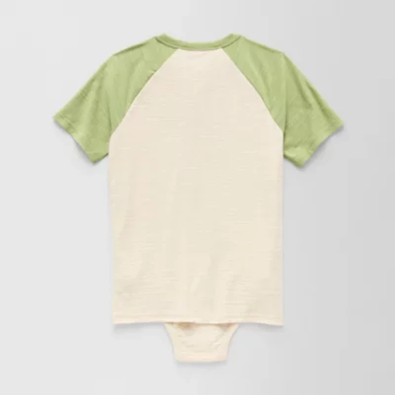 Thereabouts Little & Big Kid Boys Bodysuit Closure Easy-on + Easy-off Adaptive Henley Neck Short Sleeve
