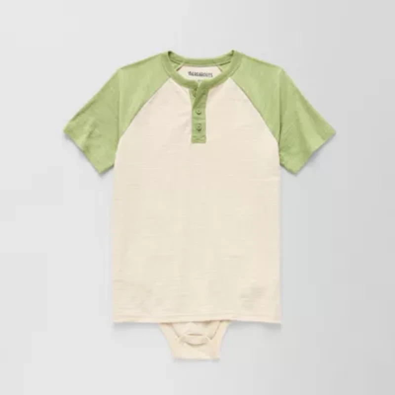 Thereabouts Little & Big Kid Boys Bodysuit Closure Easy-on + Easy-off Adaptive Henley Neck Short Sleeve