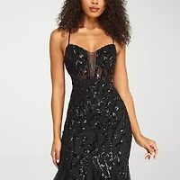 B. Smart Womens Juniors Sleeveless Sequin Scroll Bodycon Dress