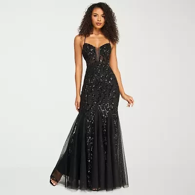 B. Smart Womens Juniors Sleeveless Sequin Scroll Bodycon Dress