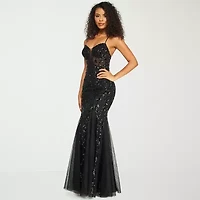 B. Smart Womens Juniors Sleeveless Sequin Scroll Bodycon Dress