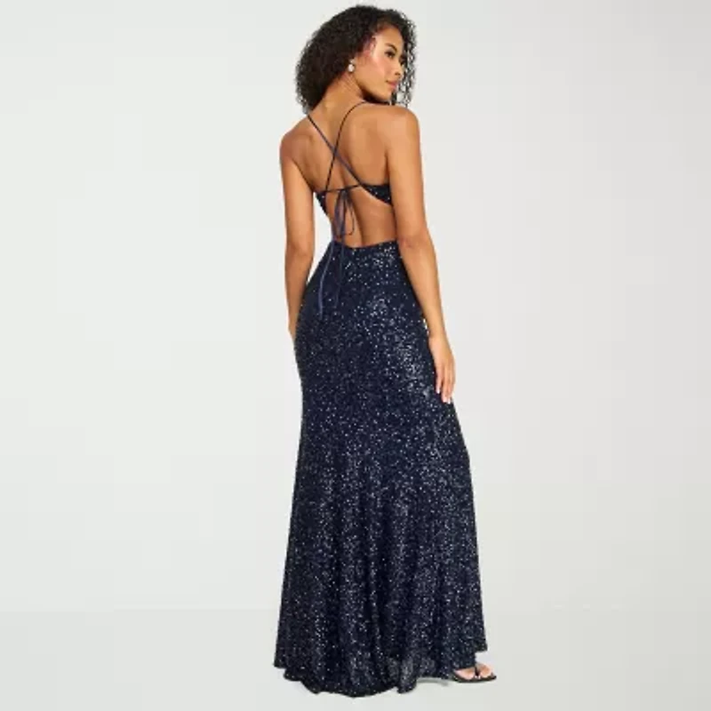 B. Smart Womens Juniors Sleeveless Cut Outs Sequin Bodycon Dress