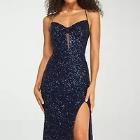 B. Smart Womens Juniors Sleeveless Cut Outs Sequin Bodycon Dress