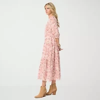 JS Jessica Simpson Womens Long Sleeve Paisley A-Line Dress