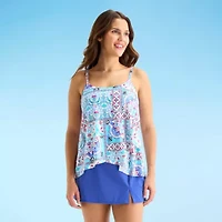 Sonnet Shores Womens Patchwork Tankini Swimsuit Top