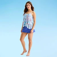Sonnet Shores Womens Patchwork Tankini Swimsuit Top