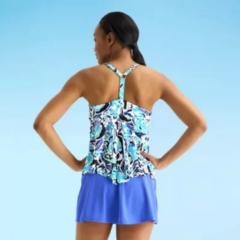 Sonnet Shores Womens Lined Floral Tankini Swimsuit Top