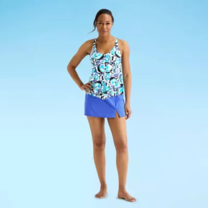 Sonnet Shores Womens Lined Floral Tankini Swimsuit Top