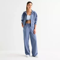 Xersion Womens French Terry Wide Leg Mid Rise Regular Fit Active Pull-On Pant