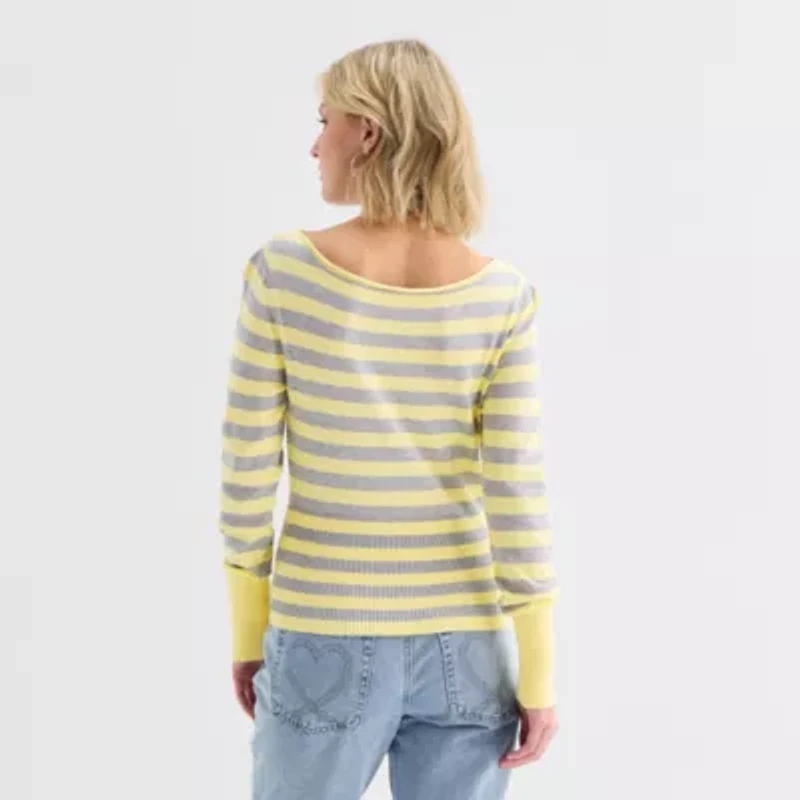 Forever 21 Juniors Womens Boat Neck Striped Pullover Sweater