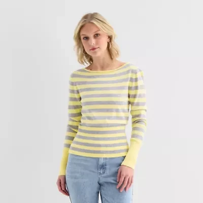 Forever 21 Juniors Womens Boat Neck Striped Pullover Sweater