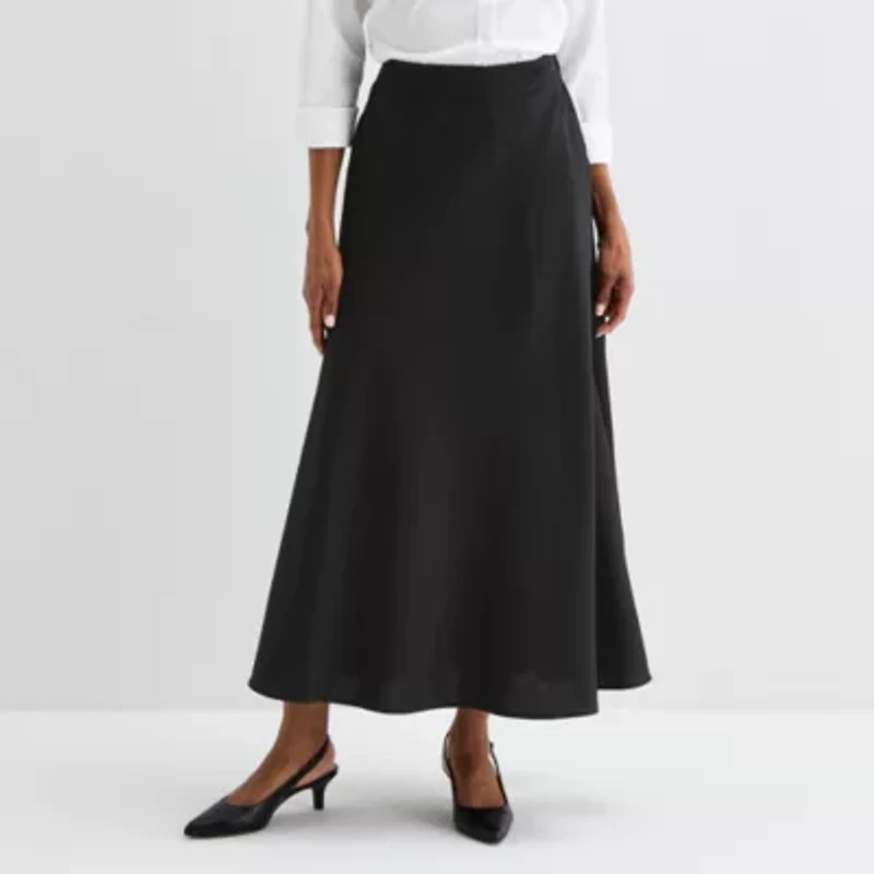Liz Claiborne Womens Mid Rise Midi Full Skirt