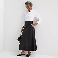 Liz Claiborne Womens Mid Rise Midi Full Skirt