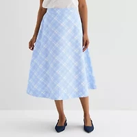 Liz Claiborne Womens Mid Rise Midi Full Skirt