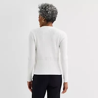 Liz Claiborne Womens V Neck Long Sleeve Button Cardigan