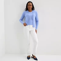 Liz Claiborne Womens V Neck Long Sleeve Button Cardigan