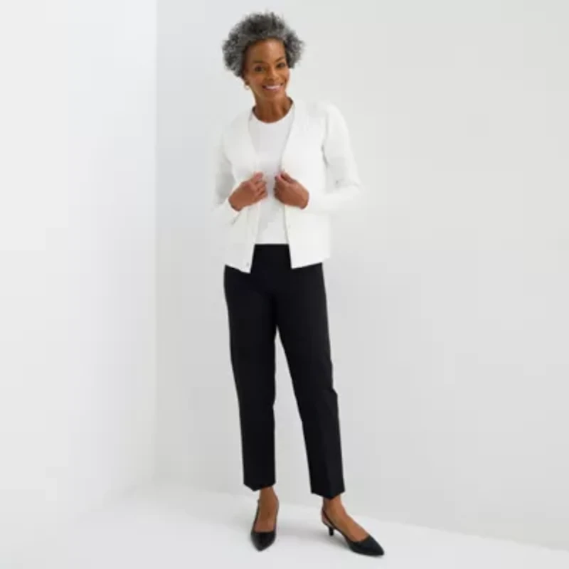 Liz Claiborne Womens V Neck Long Sleeve Button Cardigan